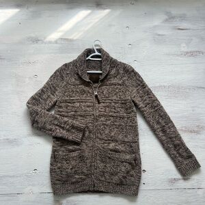 TNA Knit Lambswool sweater. Zip up. Brown/Grey size Small